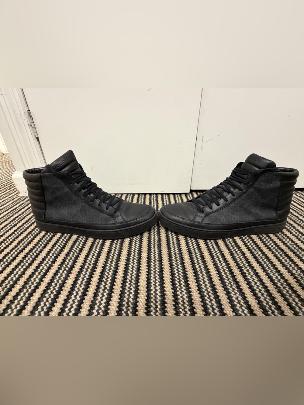 Gucci Men's Black High-Top Logo-Print Sneakers - Picture 4 of 9